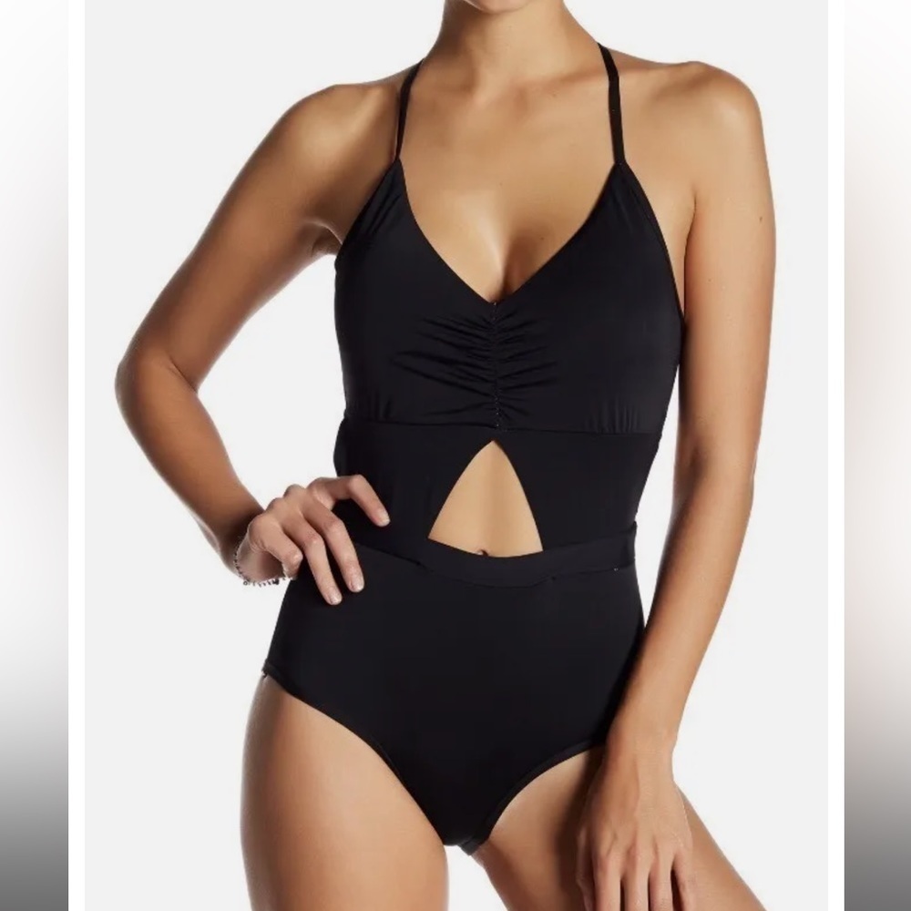 Tart swimwear one piece navy blue Karel cut out size large new without tag
